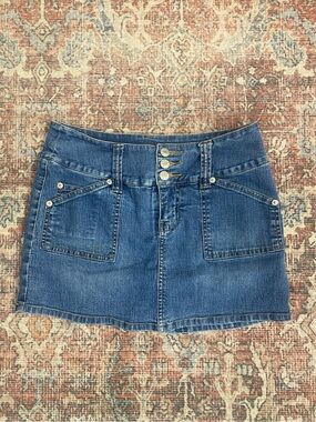 Rave r4r Y2K medium wash cyber grunge bratz style denim mini skort size 9